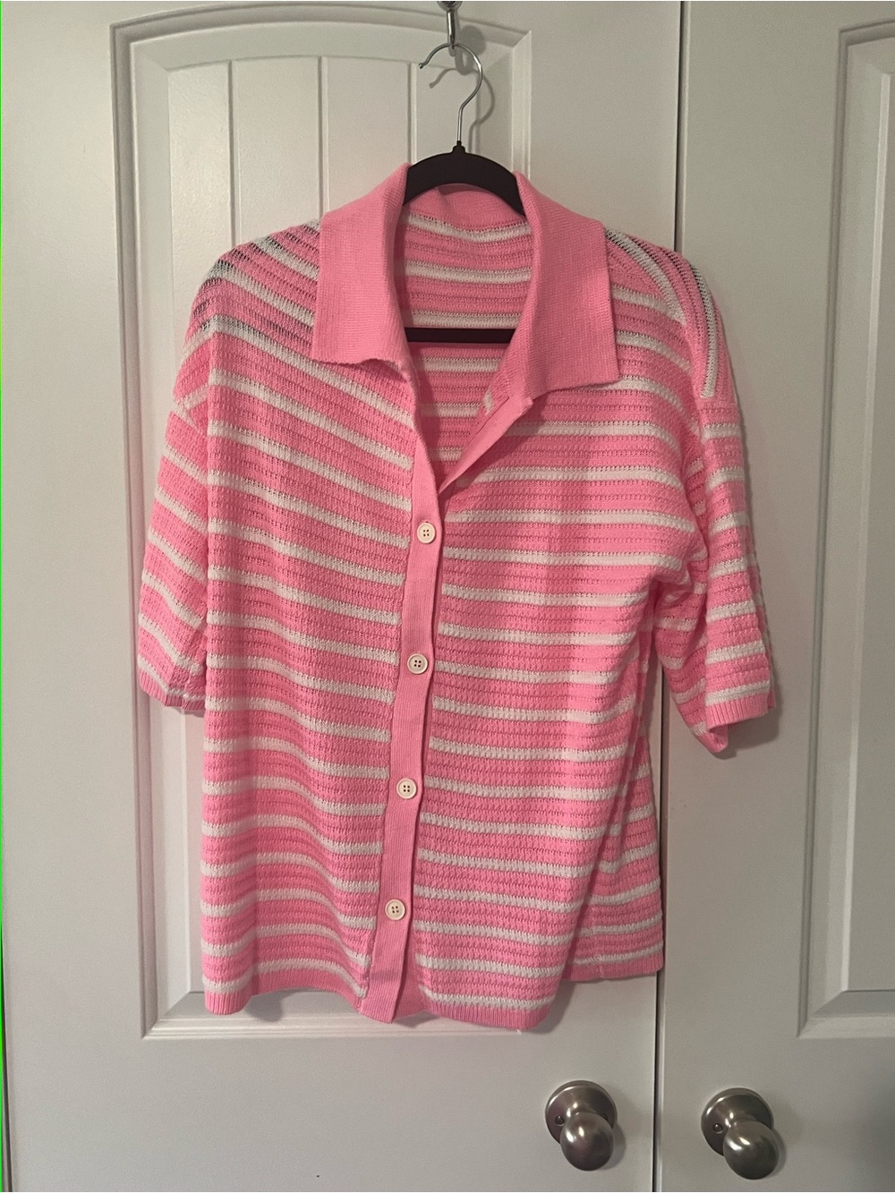Two-Piece Striped Pink and White Knit Set - Picture 3 of 6
